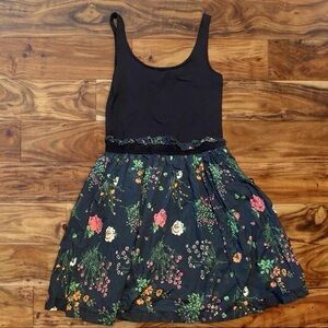 PINK Victoria's Secret Black Tank Dress with Floral Skirt